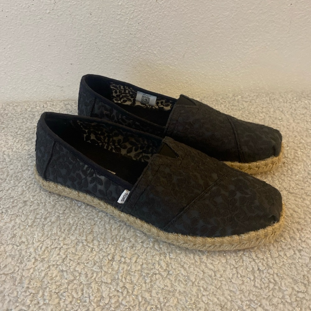 Toms Black Espadrille Slip-On Shoes